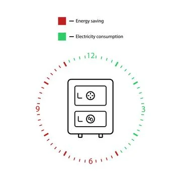 Heating boiler linear icon. Energy saving. Infographic vector icon isolated on Illustrazione stock
