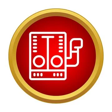 Heating boiler system icon on red circle Stock Illustration