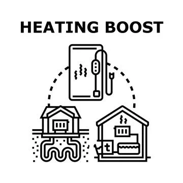 Heating boost system for home comfort and energy efficiency Stock Illustration