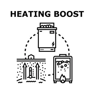 Heating boost system with renewable energy concept Stock Illustration