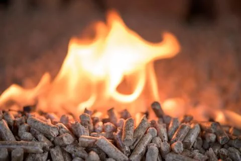 Heating- byrning pellets Stock Photos