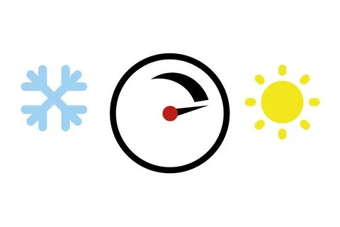 Heating, cooling control knob, regulator icon Stock Illustration