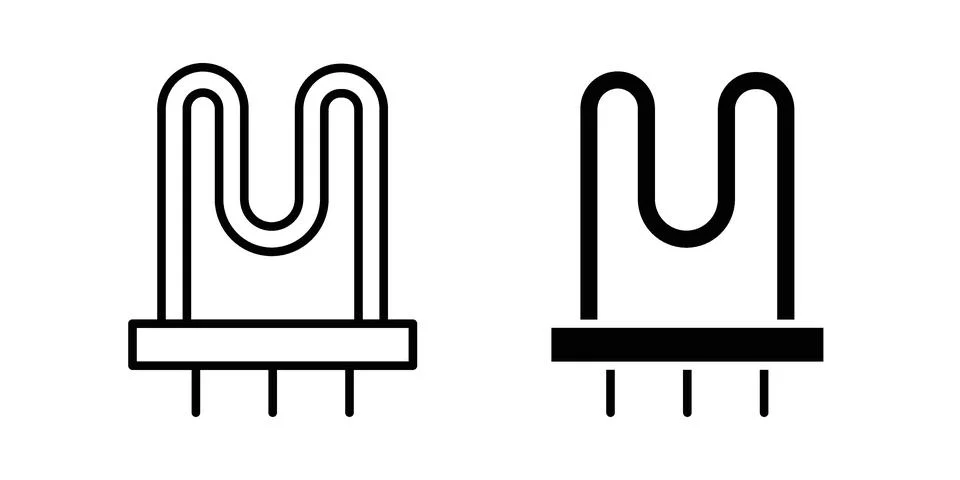 Heating element icon set modern line and solid style collection. Stock Illustration