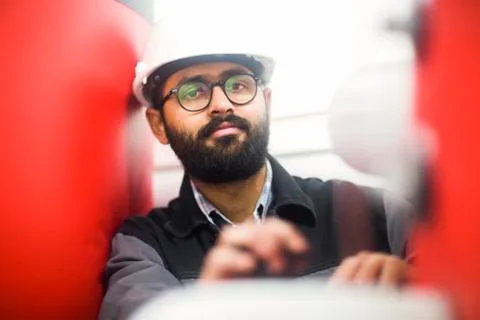 Heating engineer checking system Stock Photos