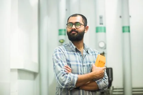 Heating engineer checking system Stock Photos