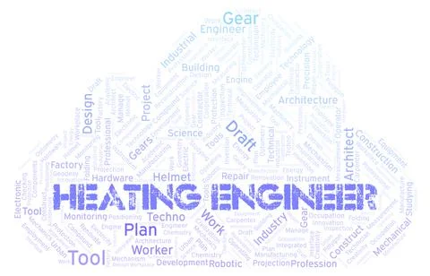 Heating Engineer typography word cloud create with the text only 스톡 일러스트