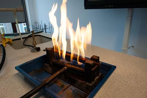 Heating experiment in physics class Stock Photos