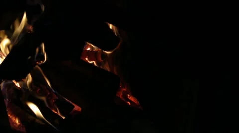 Heating by fire during camping. firewood burning Stock Footage 225068274