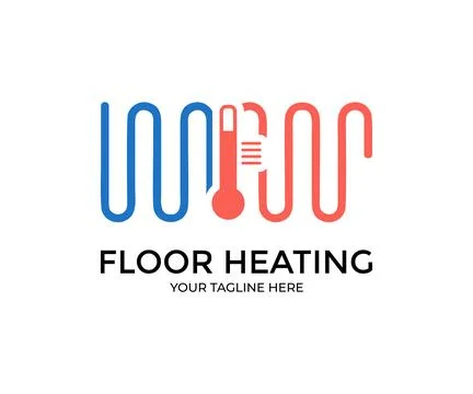 Heating floor system, Heat floor system for house logo design. Stock Illustration