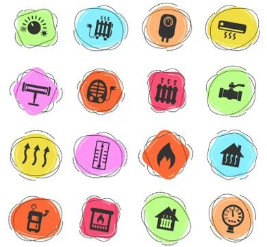 Heating icon set Stock Illustration