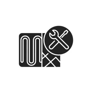 Heating installation black glyph icon. Setting a mechanism for maintaining te Stock Illustration