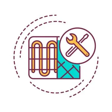 Heating installation color line icon. Setting a mechanism for maintaining tem Stock Illustration