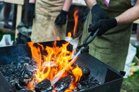 Heating a metal workpiece Stock Photos
