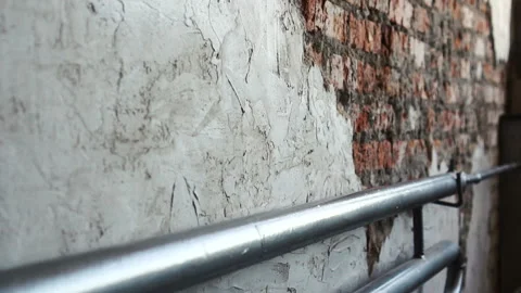 The heating pipes on the bricks wall Stock Footage 122224586