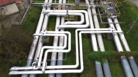 Heating pipes in a complex layout, showcasing intricate connections and pathways Stock Footage 320550880