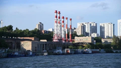 Heating plant on Don river Stock Footage 222791465
