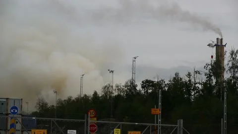 Heating plant fire Stock Footage 196936453