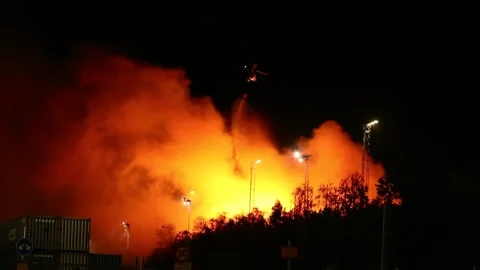 Heating plant fire Stock Footage 196936458