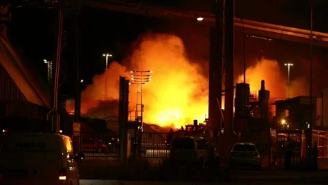 Heating plant fire Stock Footage 196936465