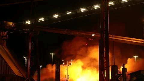 Heating plant fire Stock Footage 196936470