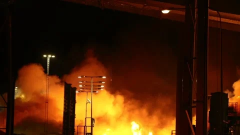 Heating plant fire Stock Footage 196936471