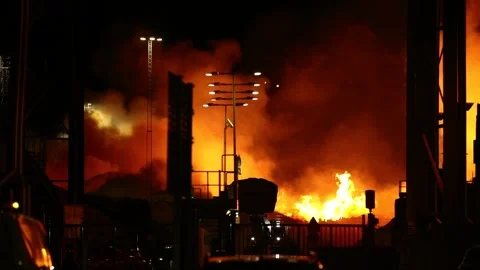 Heating plant fire Stock Footage 196936473