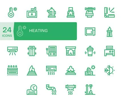 Heating Premium Vector Bundle with 24 High Resolution Display Perfect Bold .. Stock Illustration