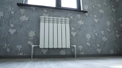 Heating radiator, white, window Stock Footage 255199028