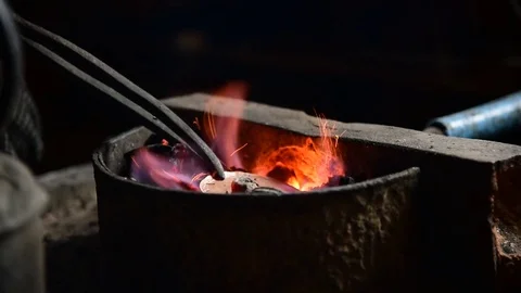 Heating the silver piece for further procesing Stock Footage 71178929