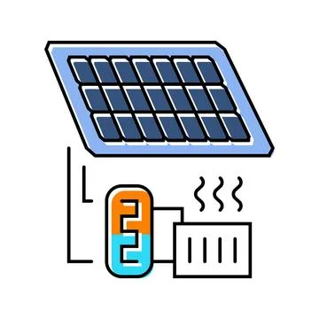 Heating solar panel color icon vector illustration Stock Illustration