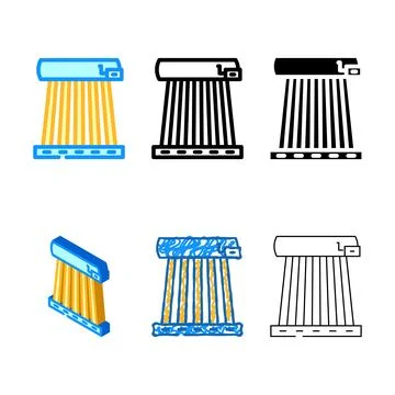 Heating solar panel color set icon vector Stock Illustration