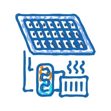 Heating solar panel icon doodle illustration Ilustración de archivo