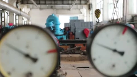 Heating station, two monometers Stock Footage 230641794