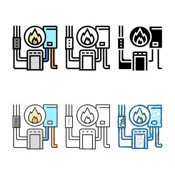 Heating styles system color icon vector Stock Illustration