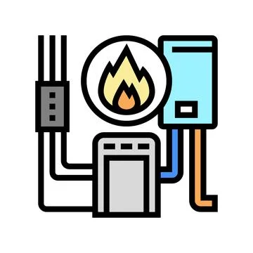 Heating system color icon vector illustration Stock Illustration