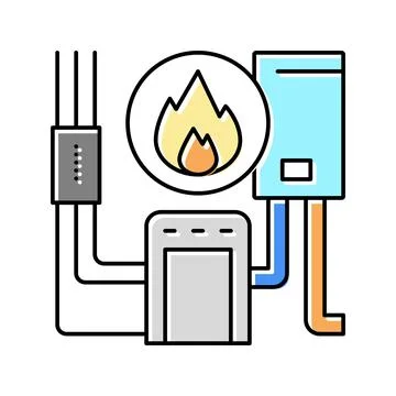 Heating system color icon vector illustration イラスト素材