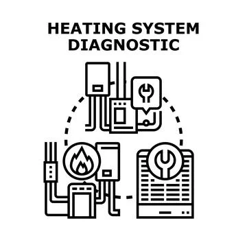 Heating system diagnostic and repair service concept vector Stock Illustration