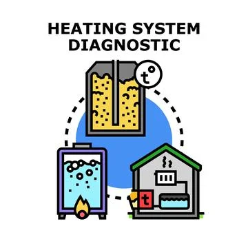 Heating system diagnostic service and equipment concept Stock Illustration