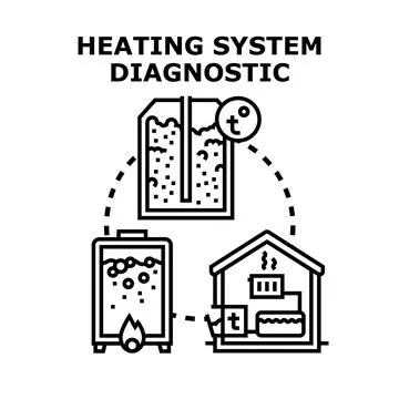 Heating system diagnostic service and equipment concept Stock Illustration