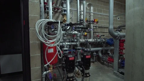 Heating system in the house basement Stock Footage