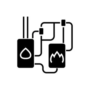 Heating system icon, vector illustration, black sign on isolated background 스톡 일러스트
