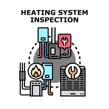 Heating system inspection and maintenance concept Stock Illustration