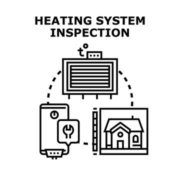 Heating system inspection and maintenance service concept Stock Illustration