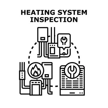 Heating system inspection and maintenance concept Stock Illustration