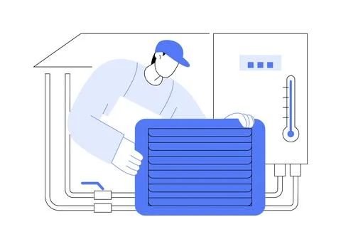 Heating system installation abstract concept vector illustration. 스톡 일러스트