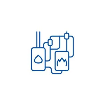 Heating system line icon concept. Heating system flat vector symbol, sign Stock Illustration