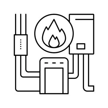 Heating system line icon vector illustration Stock Illustration