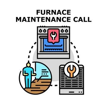 Heating system maintenance and professional repair service call Stock Illustration