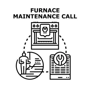 Heating system maintenance and professional repair service call Stock Illustration