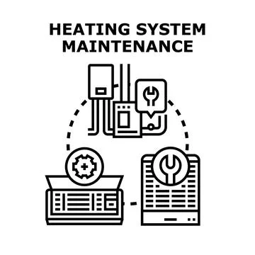 Heating system maintenance and repair services icon Stock Illustration